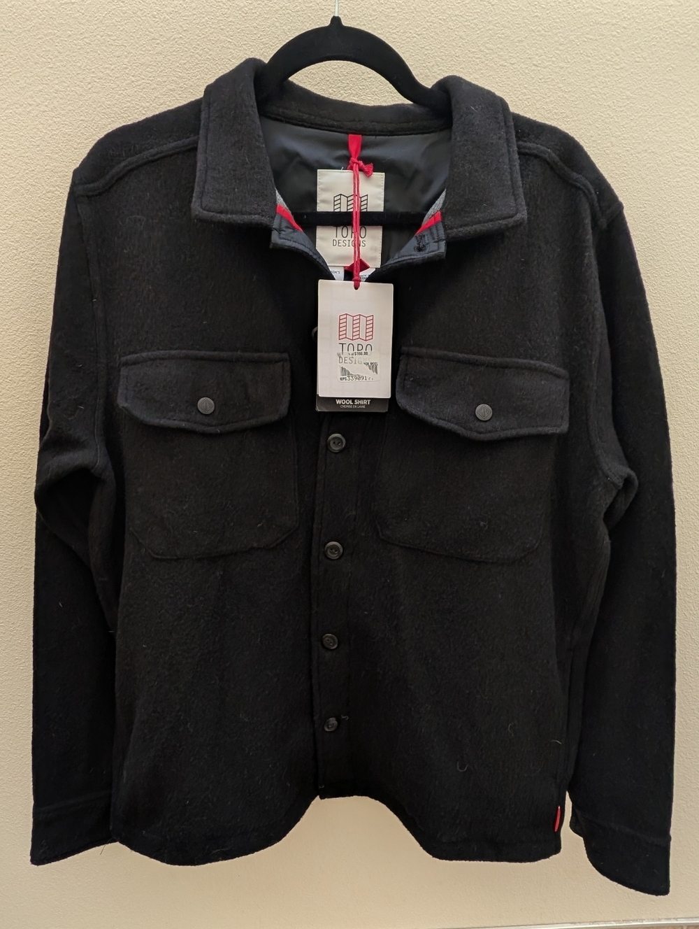 Topo Design The Wool Shirt Size L, Black